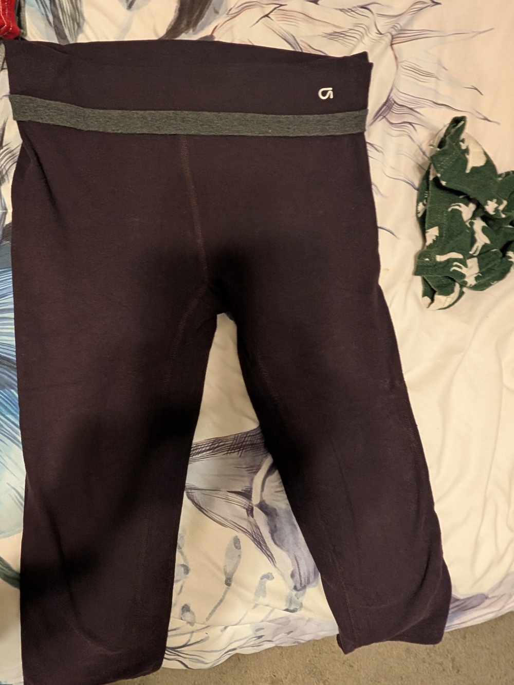 GAP Dark Purple Leggings with Gray Waistband